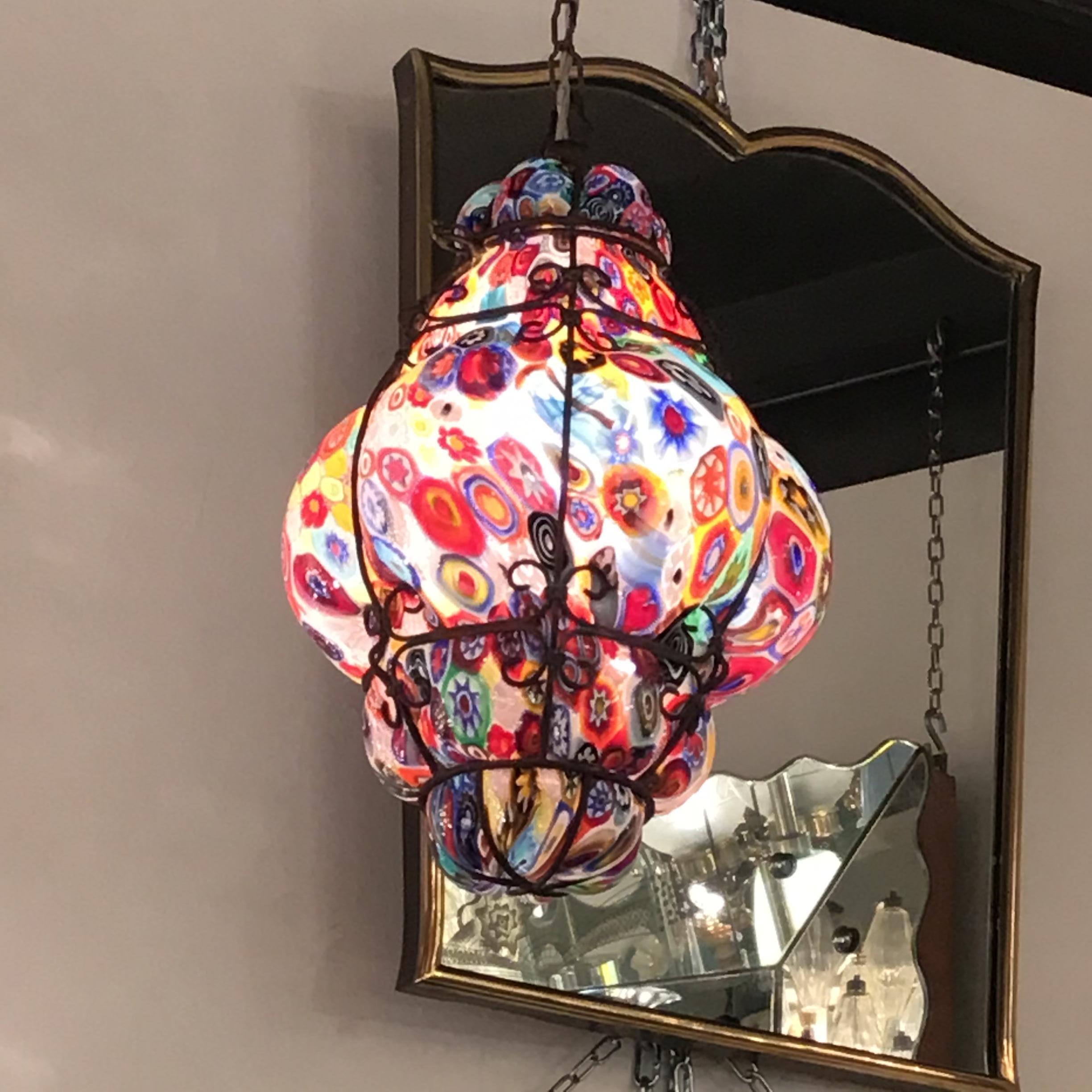 Mid-20th Century Venini “Murrine “ Chandelier  Murano Glass, 1950, Italy For Sale