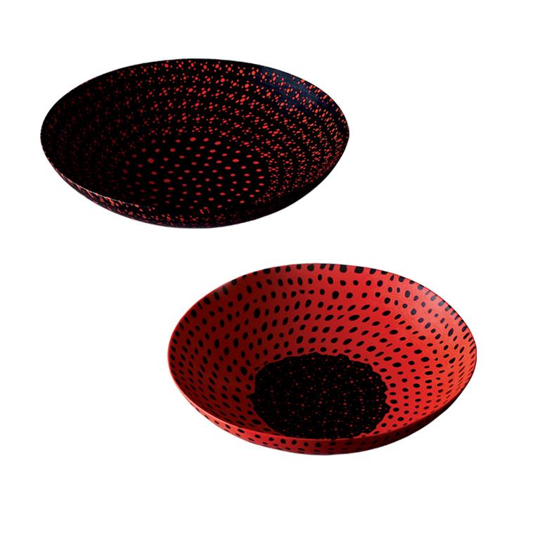 Moderne Assiette à opache elliptique Venini Murrine rouge et noire par Carlo Scarpa en vente