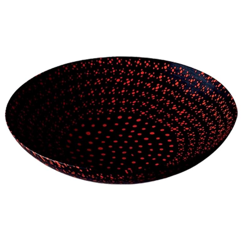 Venini Murrine Opache Plate in Black with Red Details by Carlo Scarpa For Sale