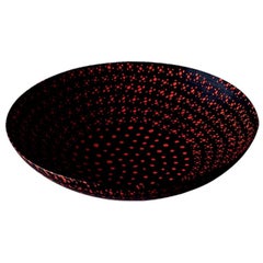 Venini Murrine Opache Plate in Black with Red Details by Carlo Scarpa