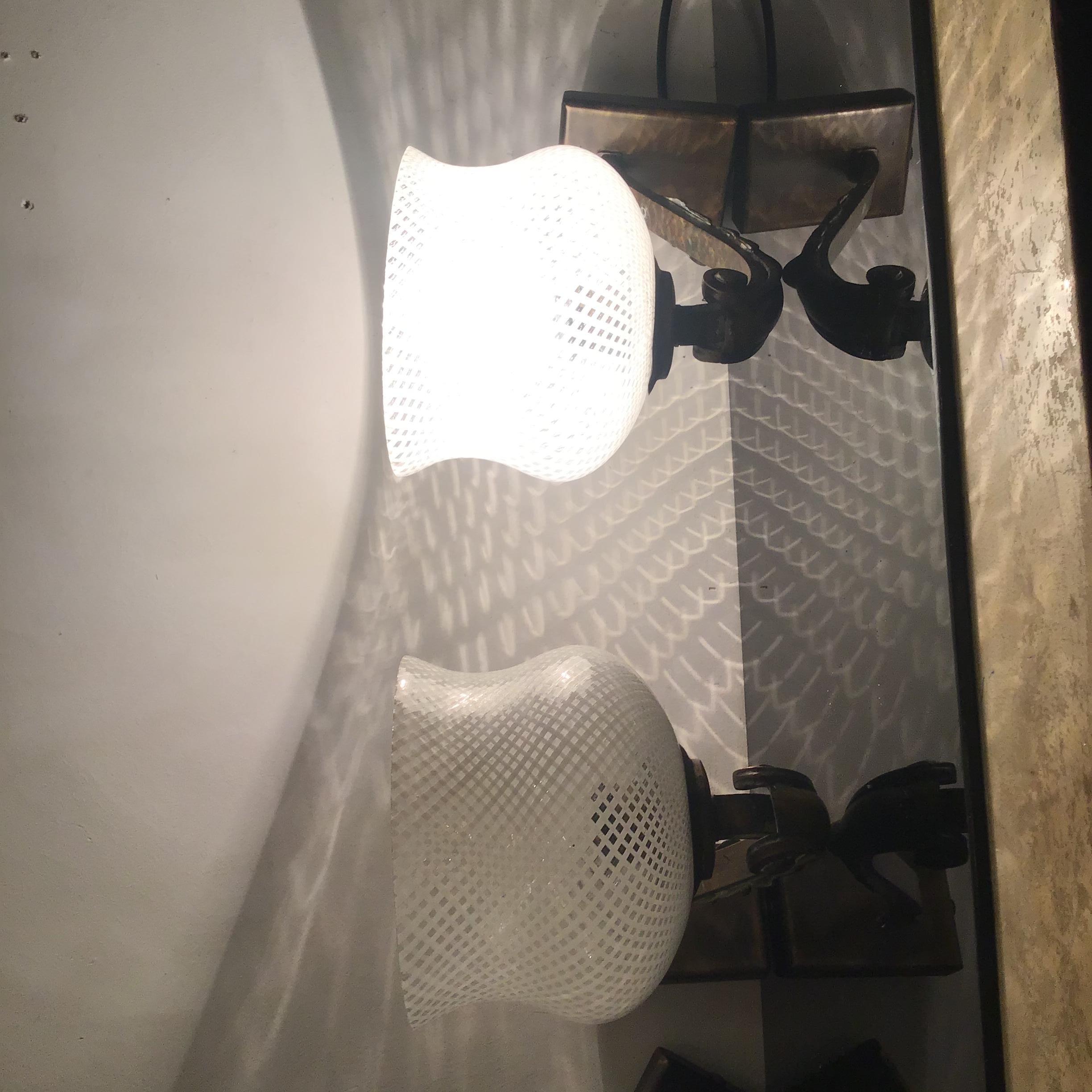 VENINI N 8 Sconces Glass Filigree Brass 1930 Italy For Sale 10