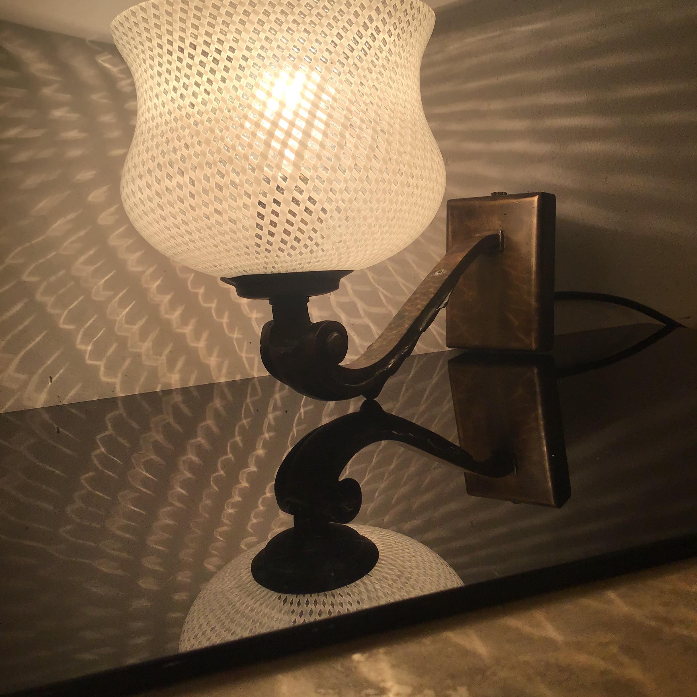 Other VENINI N 8 Sconces Glass Filigree Brass 1930 Italy For Sale