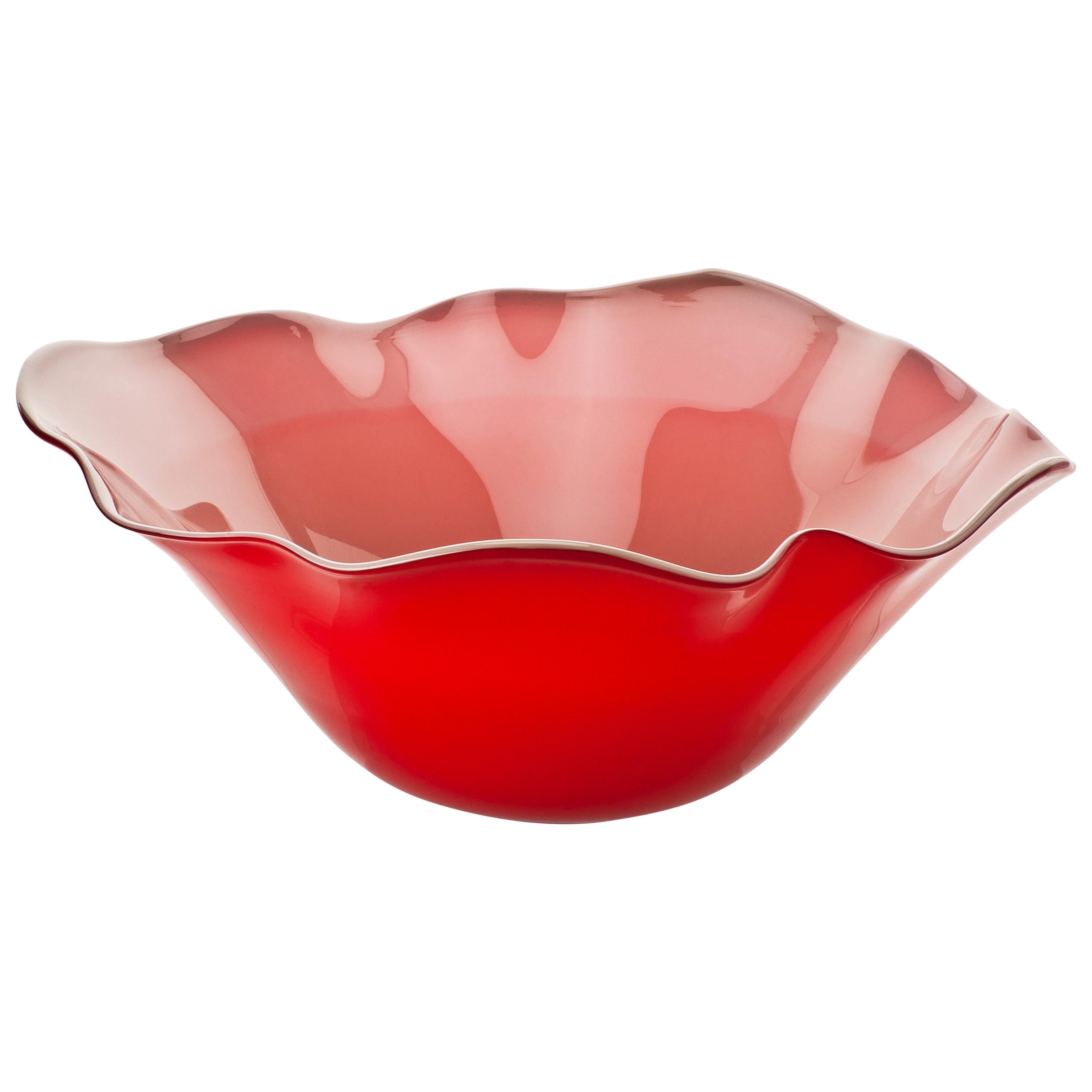 Venini Narciso-Tasse aus rotem und grauem Glas