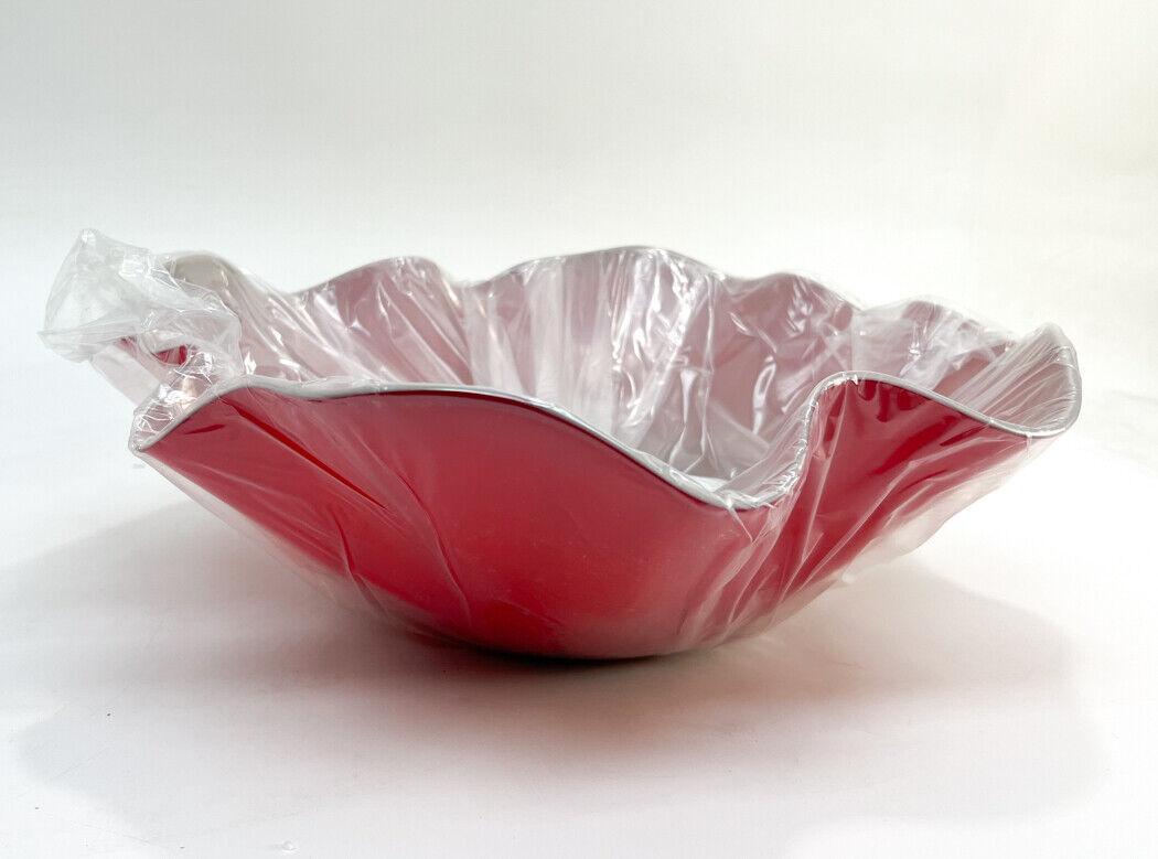 20th Century Venini Narciso Glass Vase Red and Grey, In Original Box  For Sale