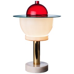 Venini Nopuram Table Lamp in Red by Ettore Sottsass