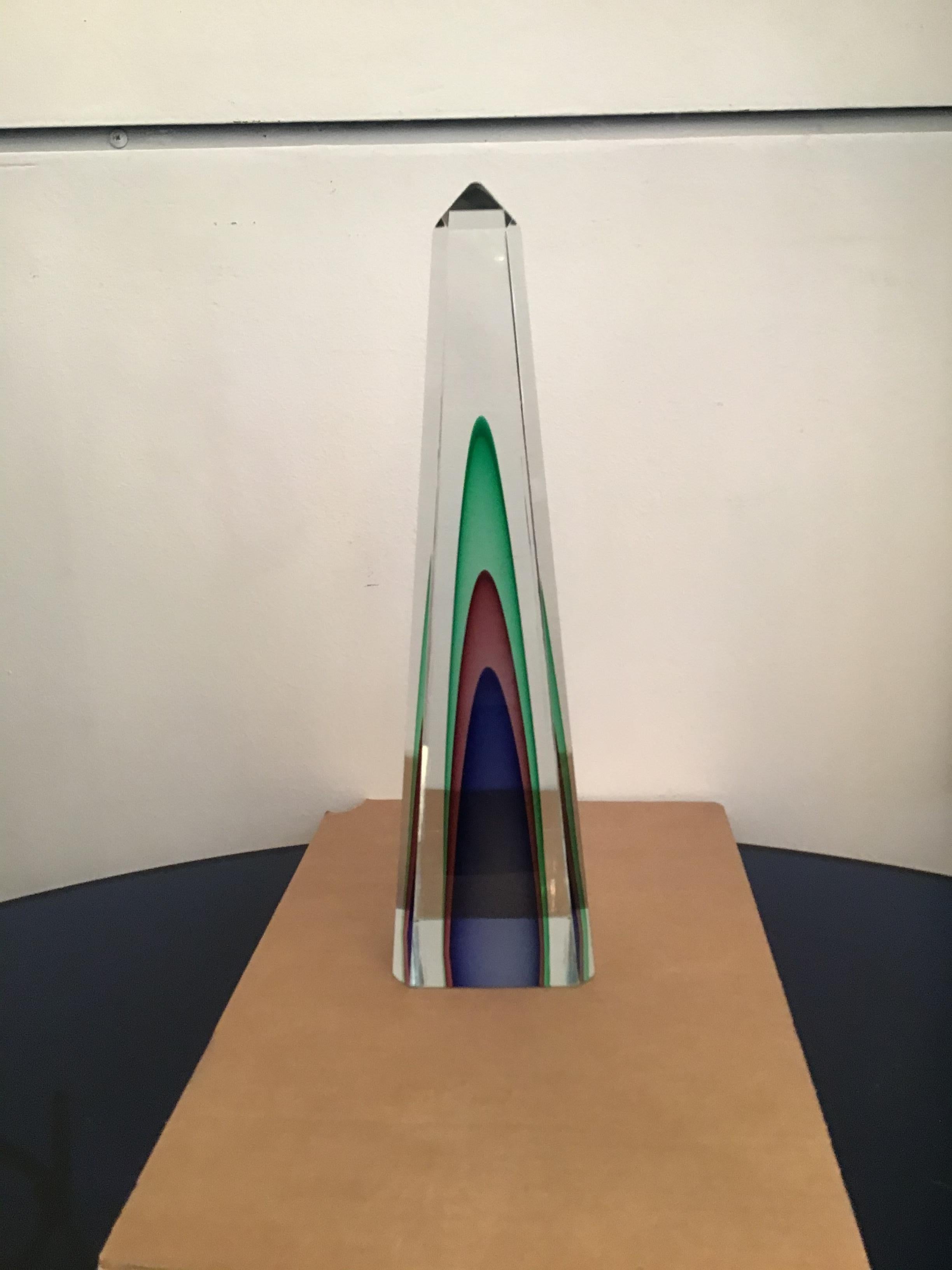 Italian Venini Obelisk Murano Glass, 1960, Italy For Sale