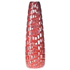 Venini Occhi Vase in Coral Red by Ludovico Diaz de Santillana & Tobia Scarpa