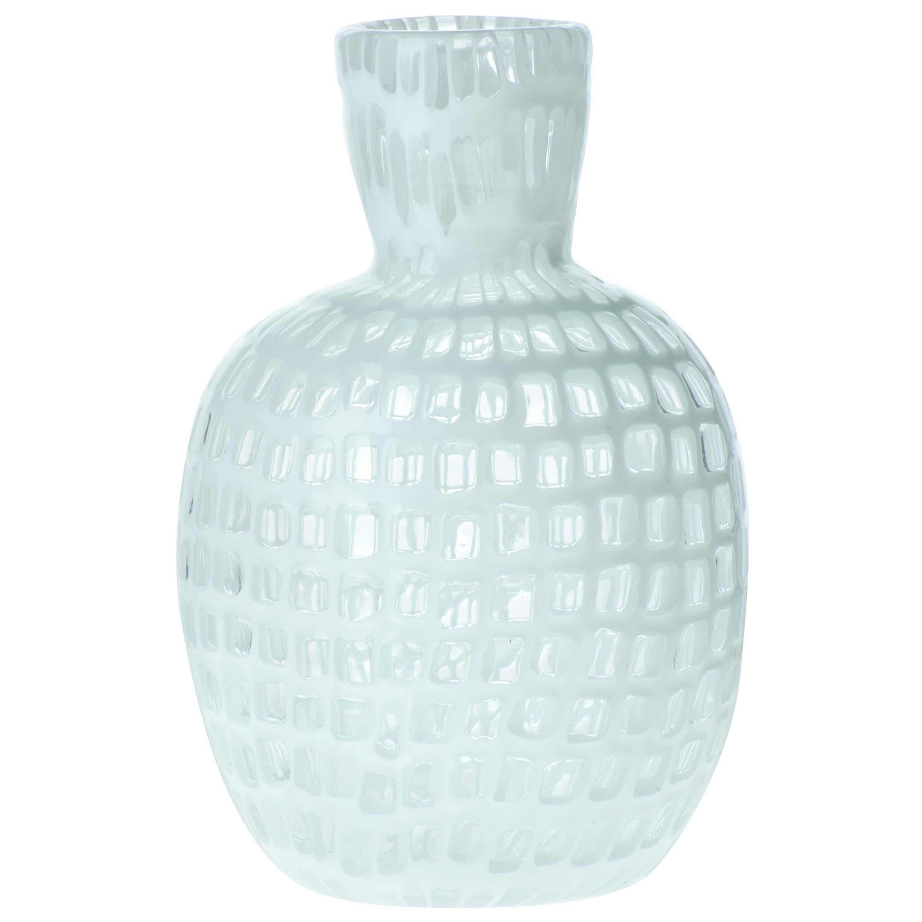 Venini Occhi Vase in White Glass by Ludovico Diaz de Santillana, Tobia Scarpa For Sale