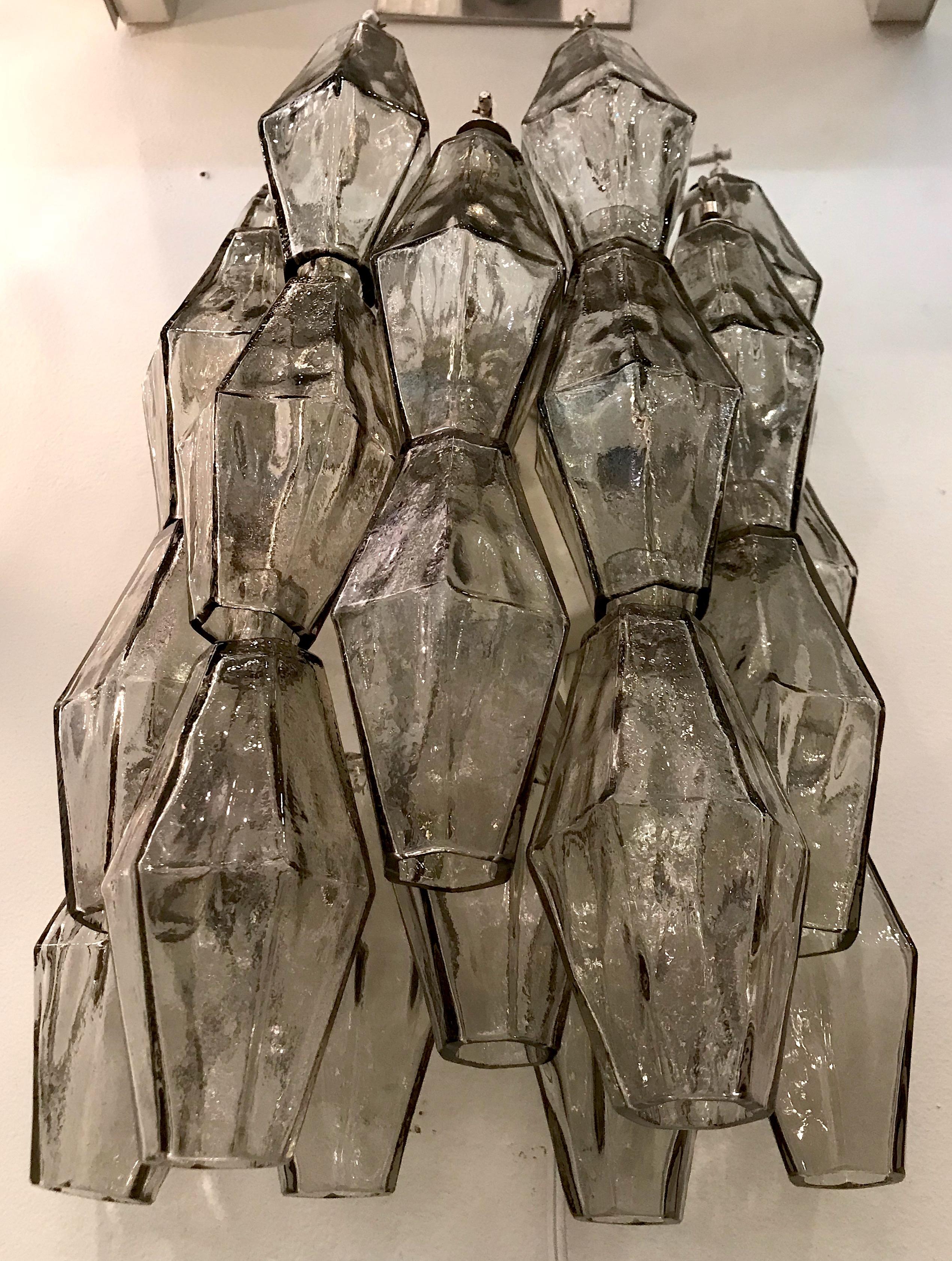 Mid-Century Modern Venini Grey Glass Poliedri / Polyhedral Sconce by Tobia Scarpa