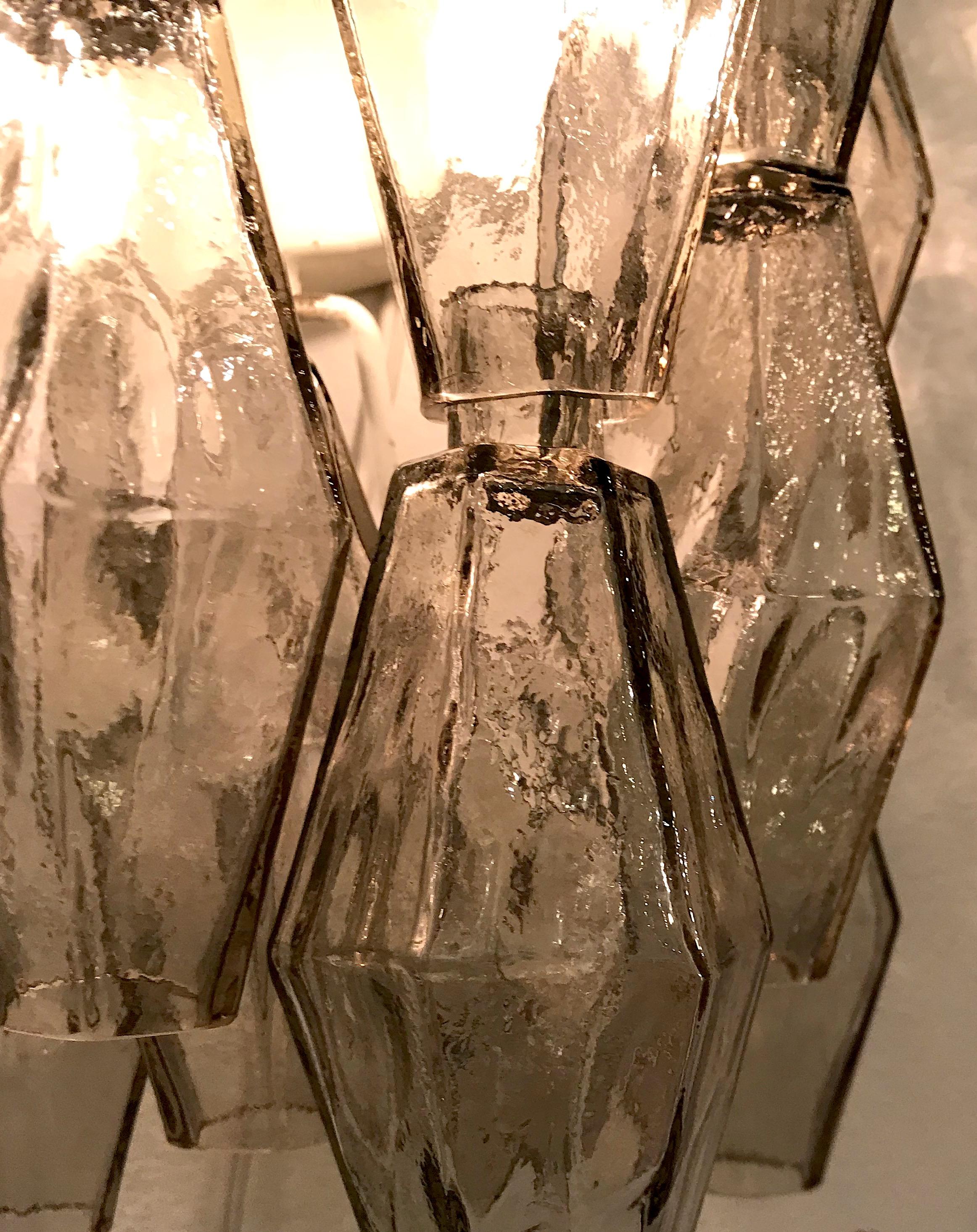Mid-20th Century Venini Grey Glass Poliedri / Polyhedral Sconce by Tobia Scarpa