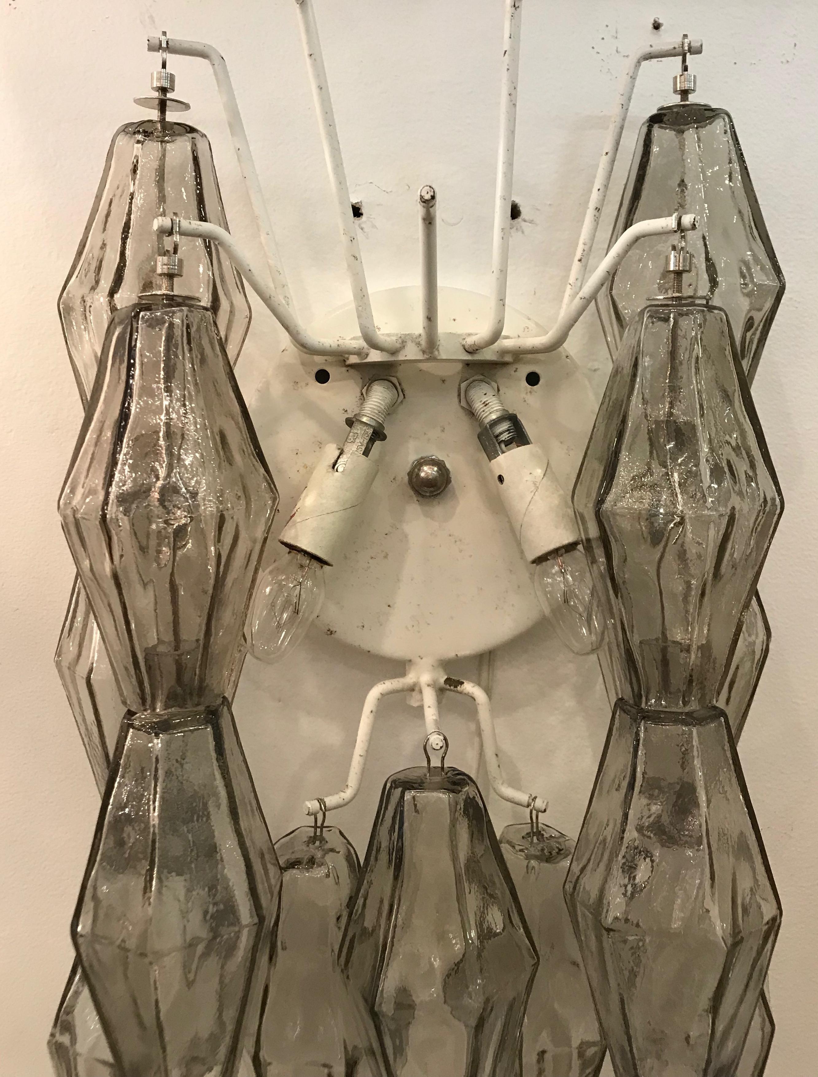 Venini Grey Glass Poliedri / Polyhedral Sconce by Tobia Scarpa 1