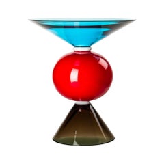 Venini Oman 787.01 Glasvase, Aquamarin, Rot & Talpa - Design Ettore Sottsass