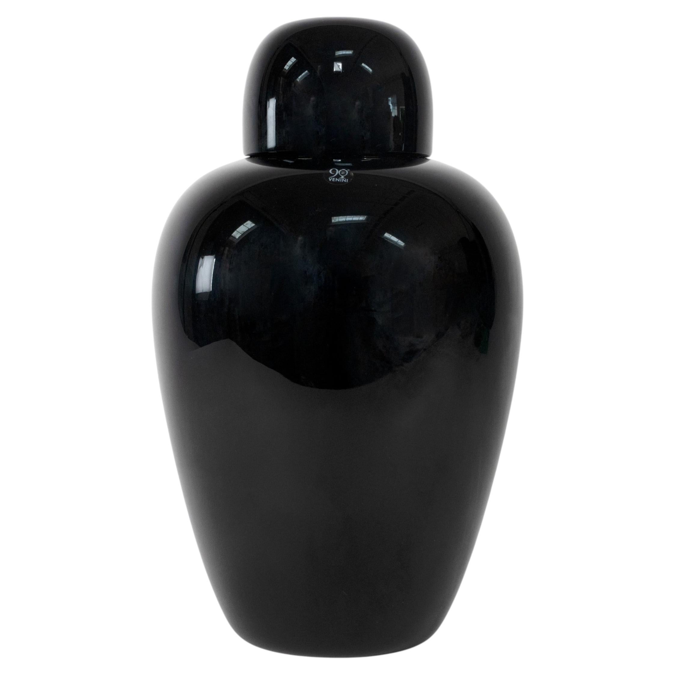 Venini Opachi – Vase aus schwarzem Murano-Glas von Tobia Scarpa, signiert 2011, Italien