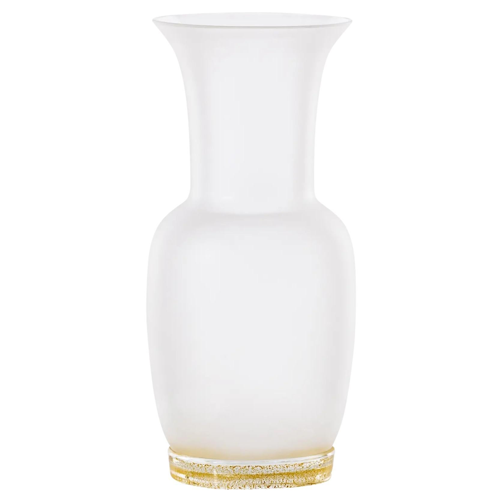 Venini Opalino 706.38 Small Gold Leaf/Crystal - Murano Glass Vase - Damiani For Sale
