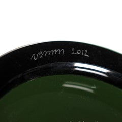 VENINI Opalino 90th vase Green Murano Glass, Signed 2012, handmade in Italy