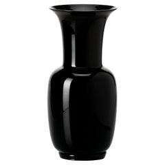 Venini Opalino Large Black Black Inside Glass Vase