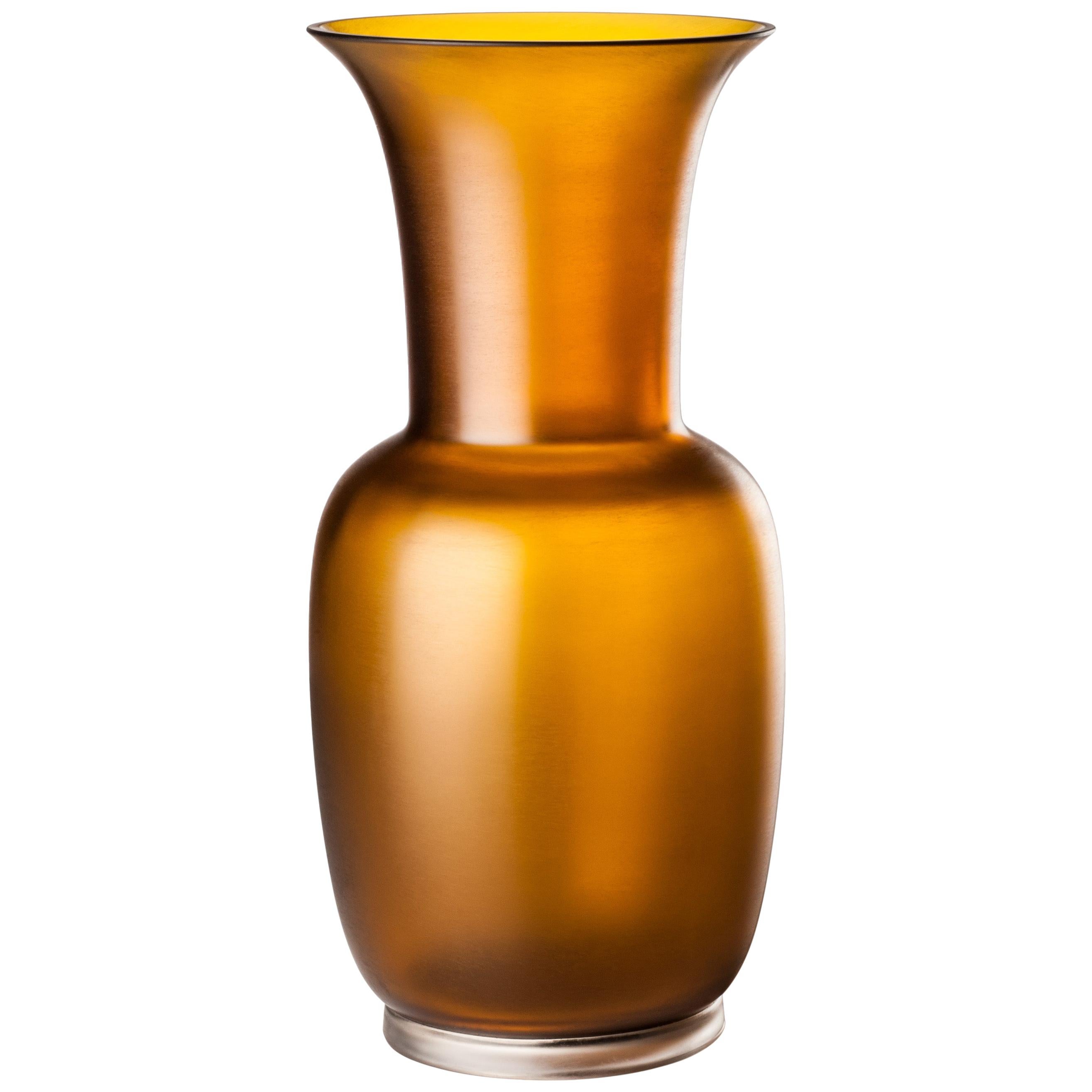 Venini Satin Medium  Glass Vase in Tea For Sale