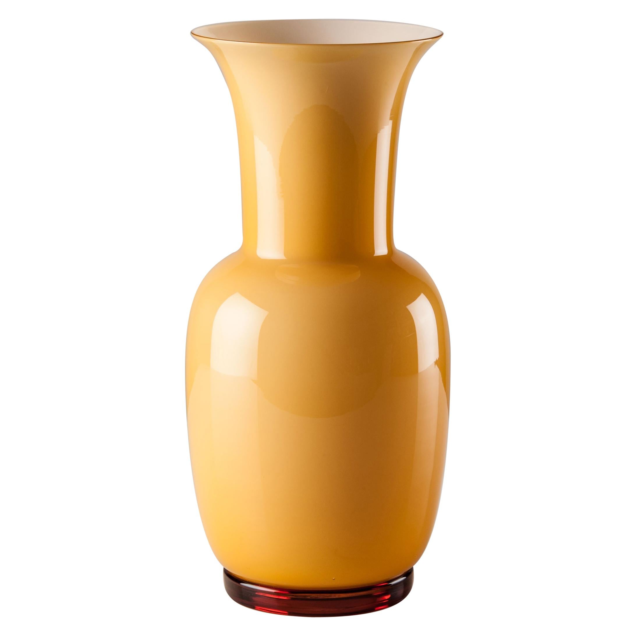 Venini Opalino Medium Vase in Amber Murano Glass For Sale