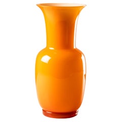 Venini Opalino Small Vase in Orange Milk White Inside Murano Glass