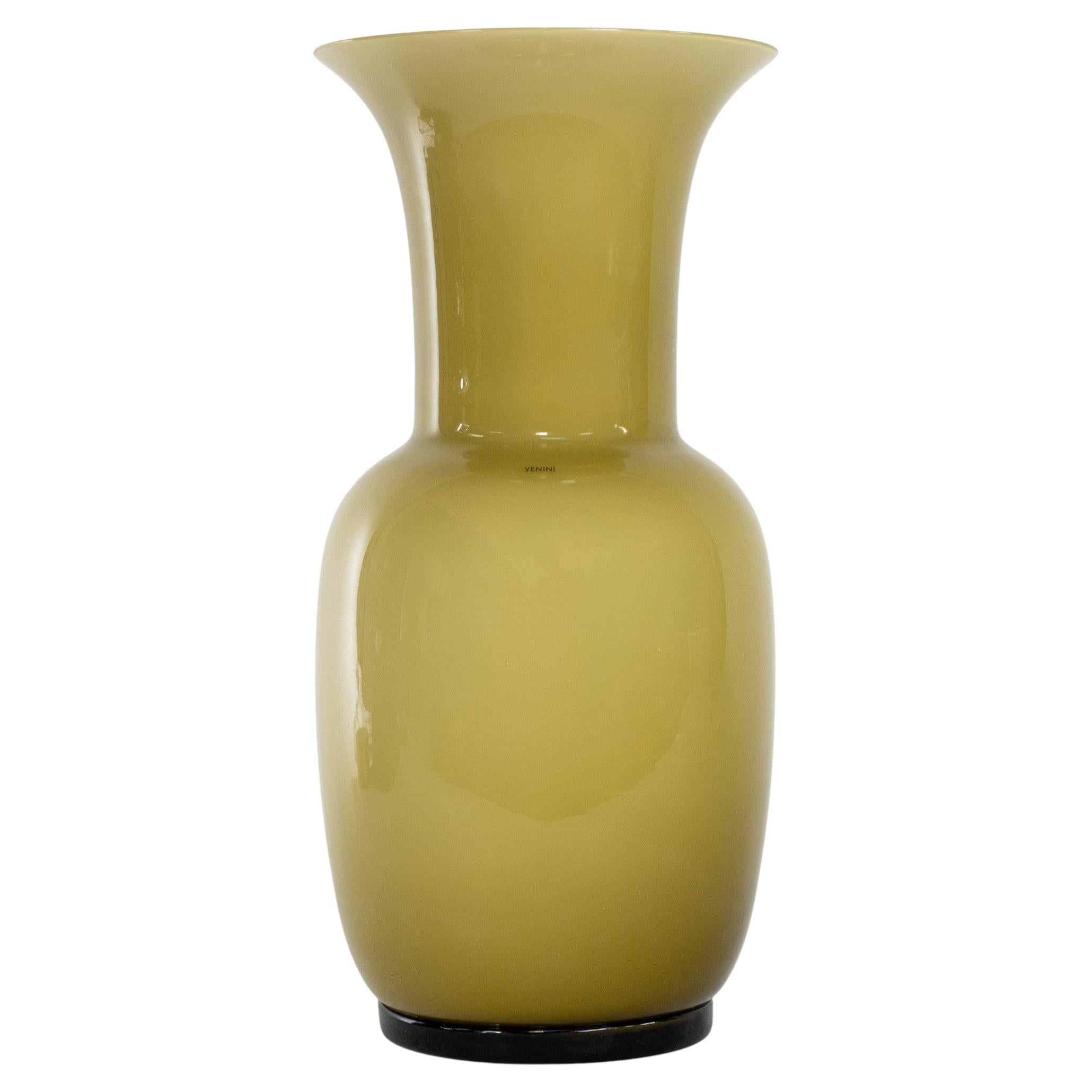 VENINI Opalino vase Bamboo Murano Glass, Signed 2013, handmade in Italy For Sale