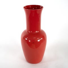 VENINI Opalino vase coral Red color, signed 2008, handmade in Italy