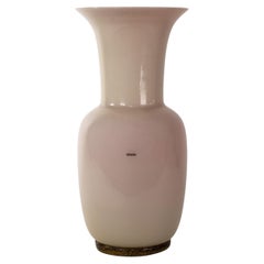 Vase VENINI « Opalino » en verre gris, rouge et doré, édition limitée n° 475/499, année 2006