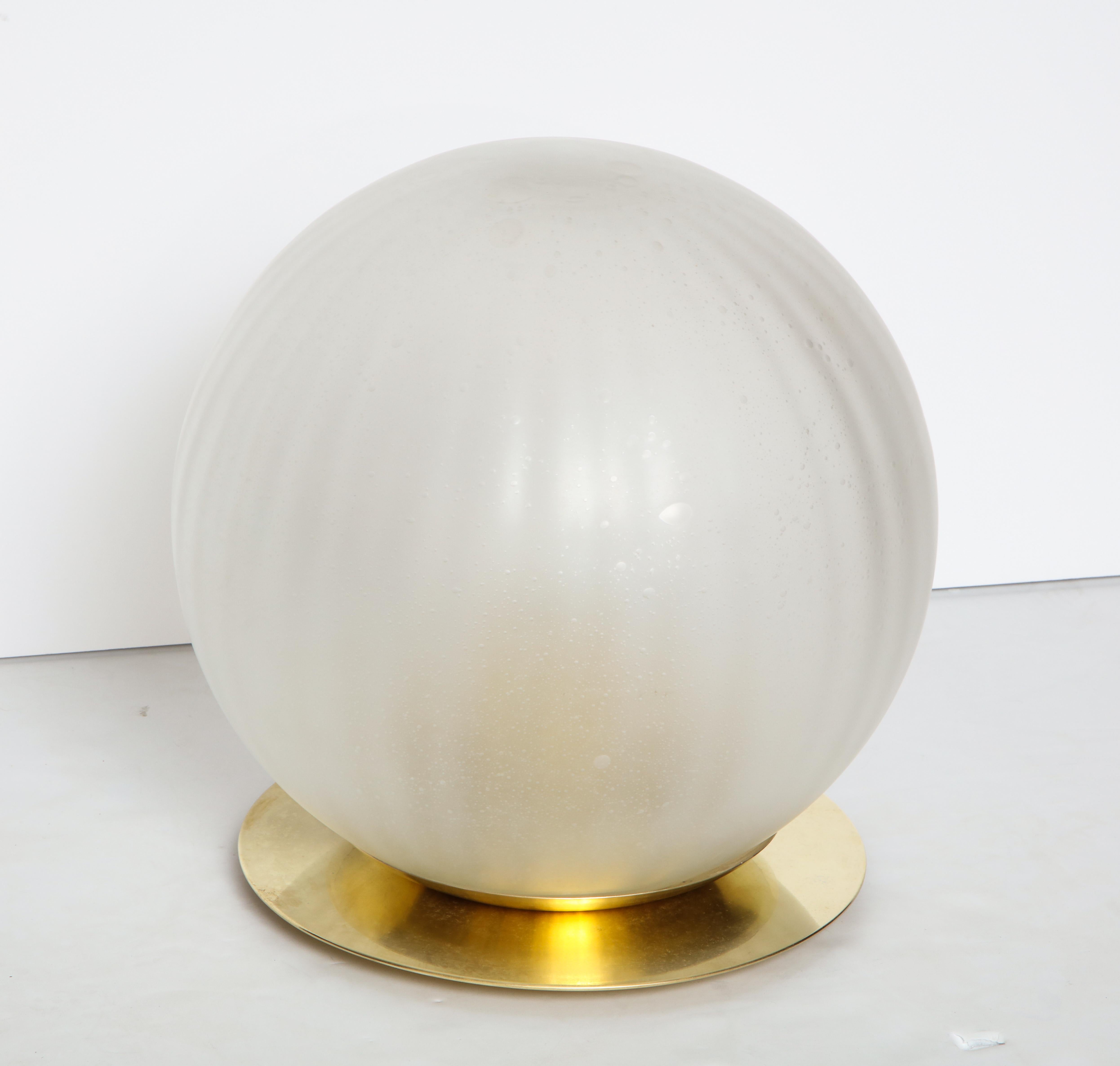 Italian Venini Opaque Mottled and Ribbed Glass Table Lamp 