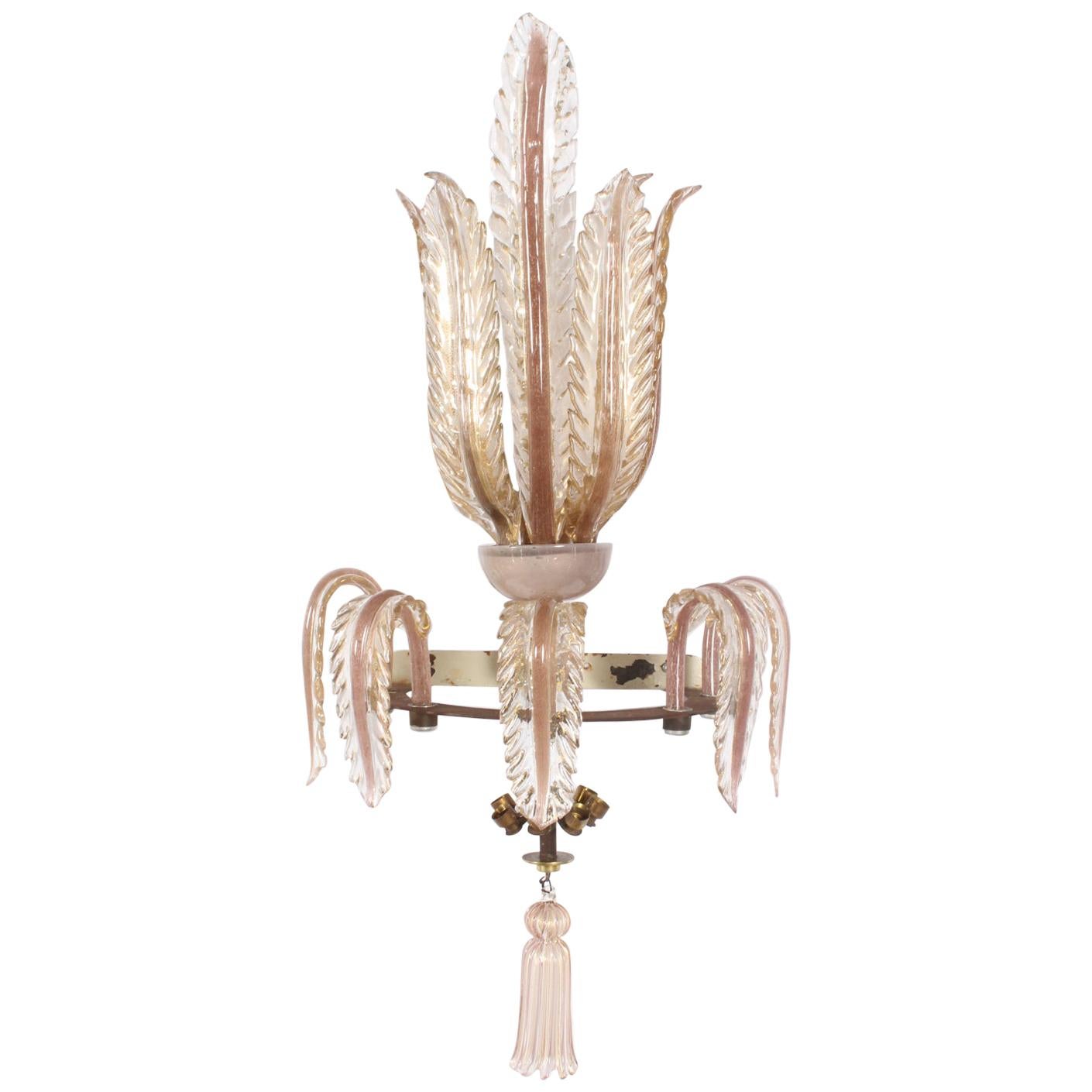 Venini or Murano Wall Mounted Chandelier For Sale