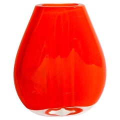Venini Orange Murano Glass Vase from 2002