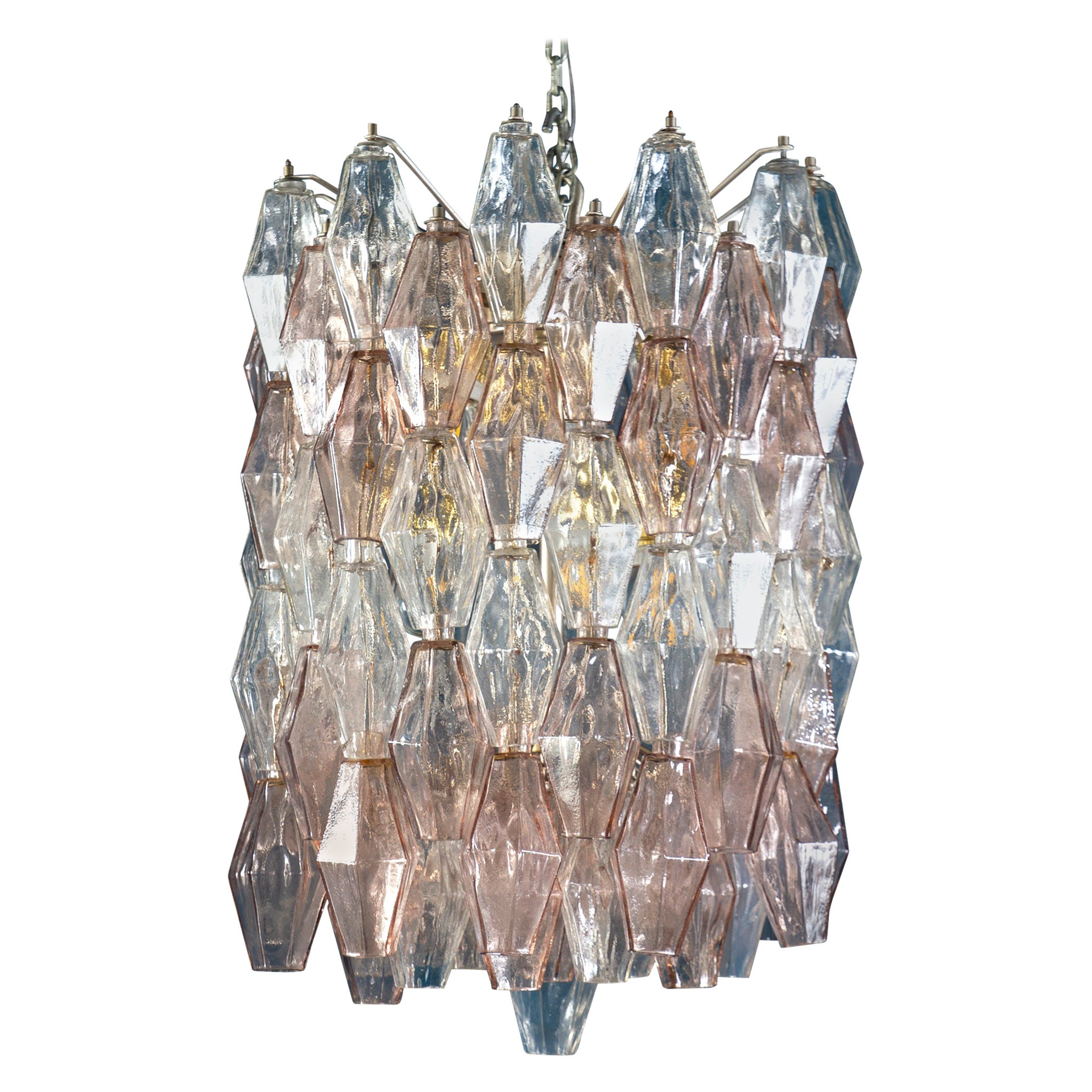 Lampadario Venini Original Pink and Ice Poliedri di Carlo Scarpa, 1955