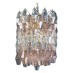 Venini Original Pink and Ice Poliedri Chandelier by Carlo Scarpa, 1955