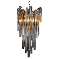 Venini Original Signed 1960s Crystals Italian Chandelier
