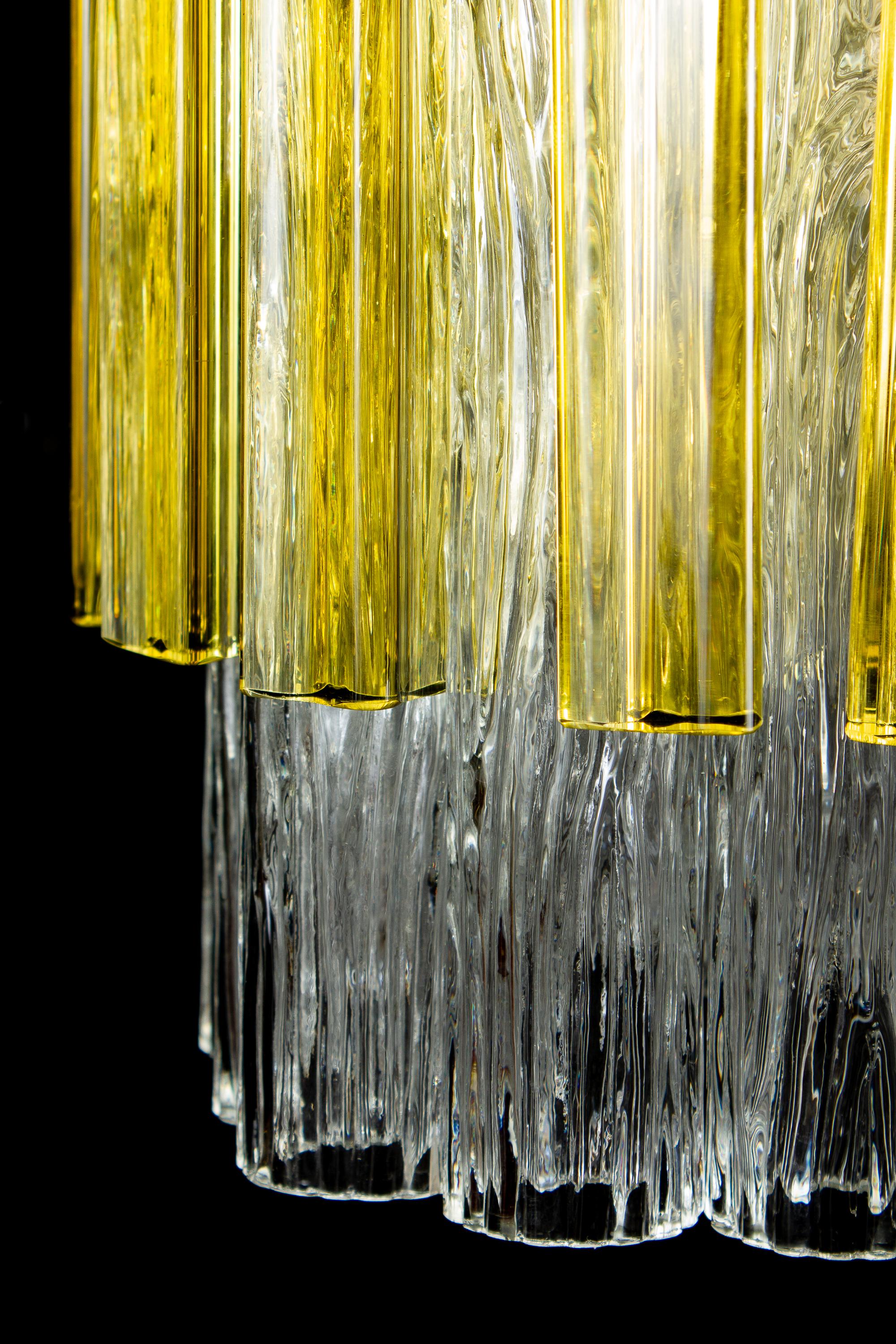 Venini Original Tronchi and Gold Triedi Chandelier or Lantern, Murano, 1960 For Sale 3