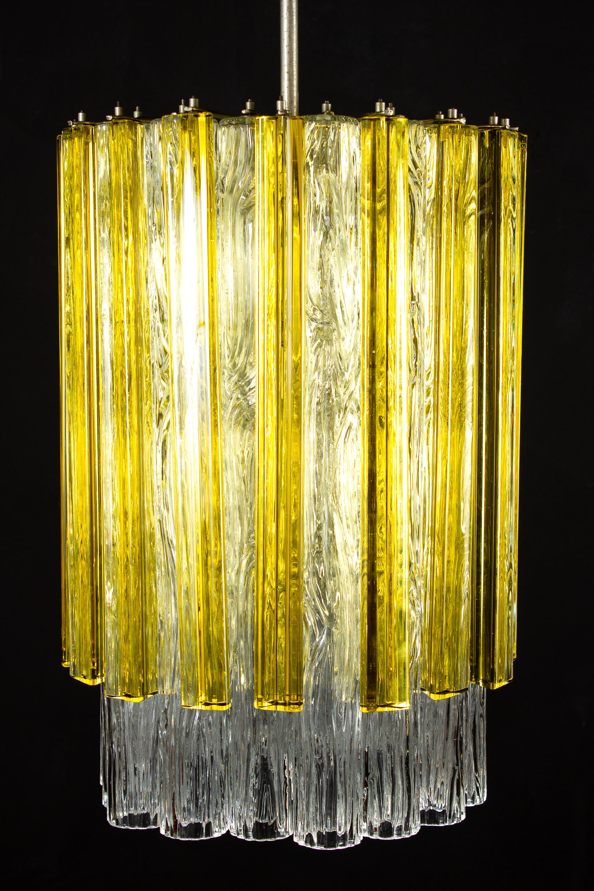 Venini Original Tronchi and Gold Triedi Chandelier or Lantern, Murano, 1960 For Sale 6