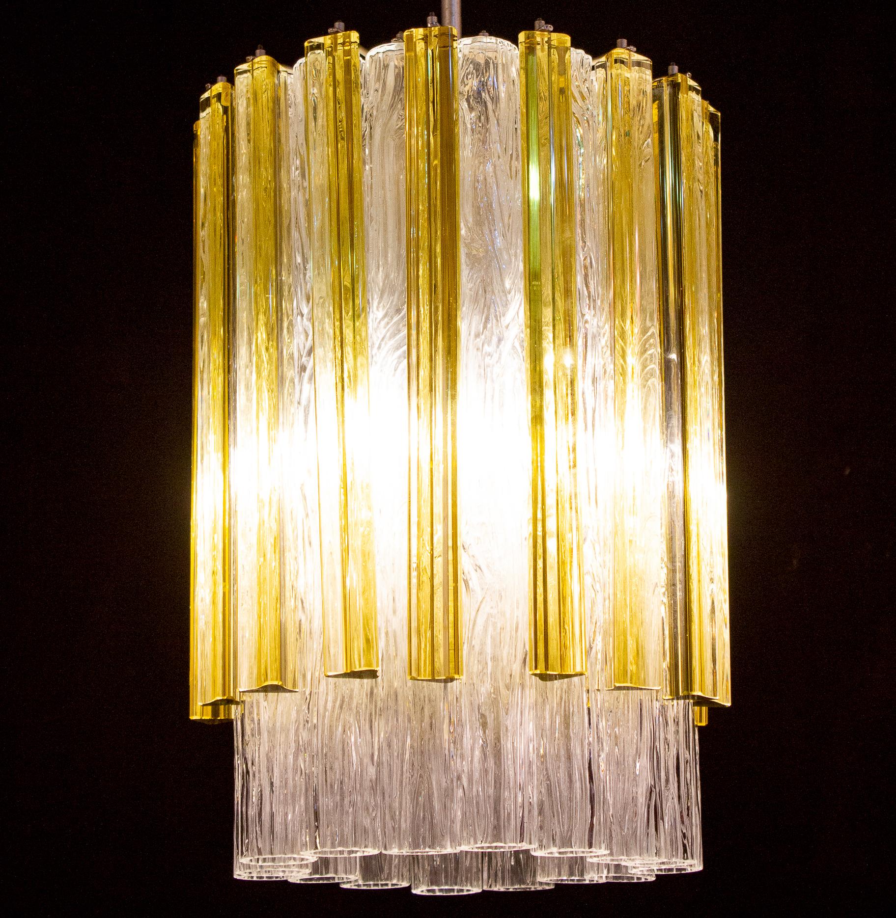 Venini Original Tronchi and Gold Triedi Chandelier or Lantern, Murano, 1960 For Sale 8