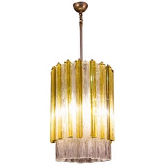 Venini Original Tronchi and Gold Triedi Chandelier or Lantern, Murano, 1960