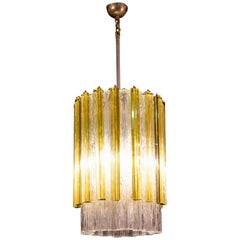 Venini Original Tronchi and Gold Triedi Chandelier or Lantern, Murano, 1960