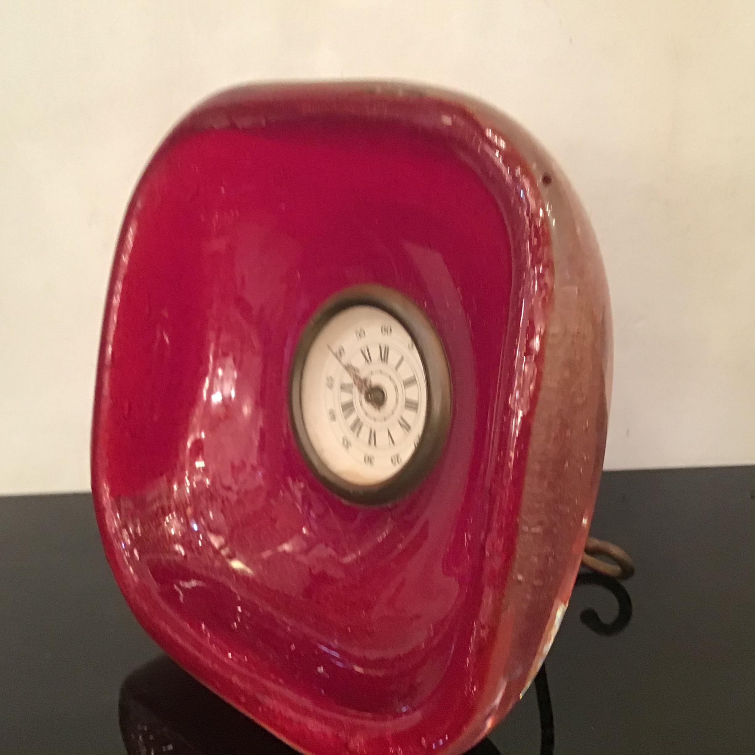 VENINI Table Clock /Scrivania Brass Murano Glass 1950 Italy  For Sale 4