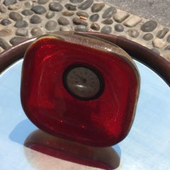 VENINI Reloj de sobremesa /Scrivania Latón Cristal de Murano 1950 Italia