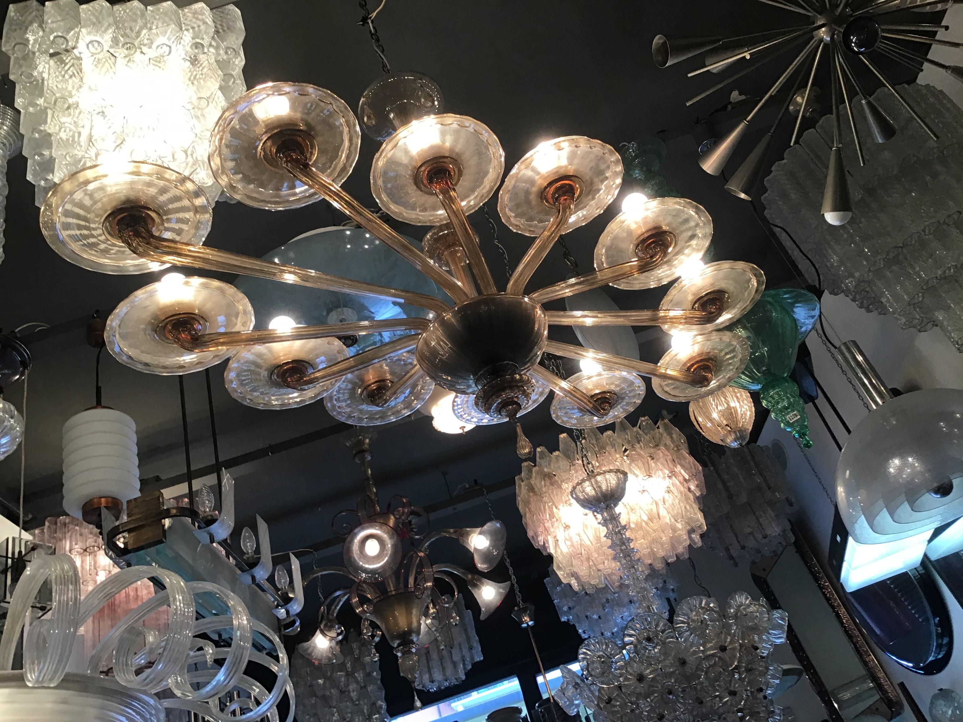 Venini Oval Murano Glass Chandelier 12-Light, 1930, Italy In Good Condition For Sale In Milano, IT