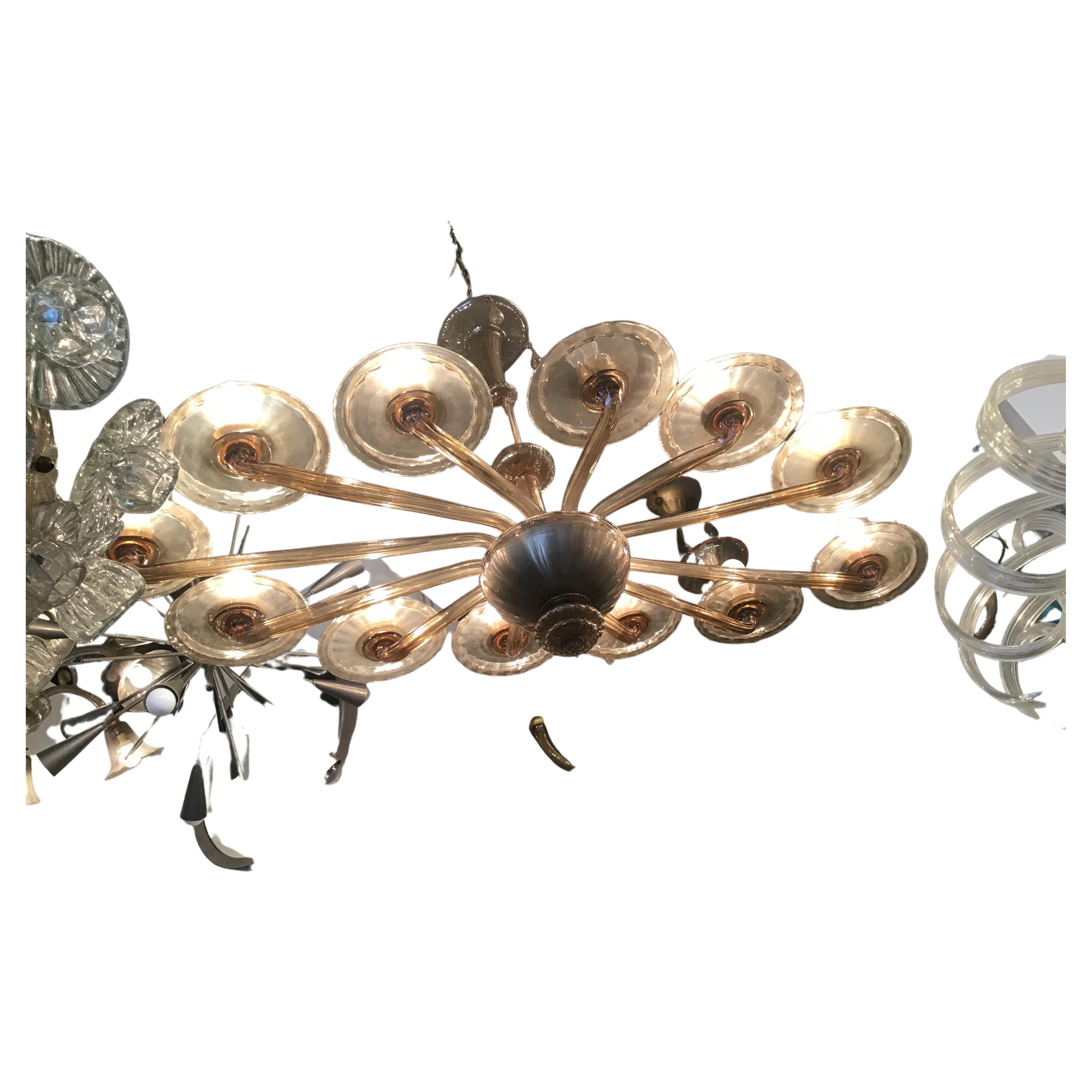 Venini Oval Murano Glass Chandelier 12-Light, 1930, Italy For Sale