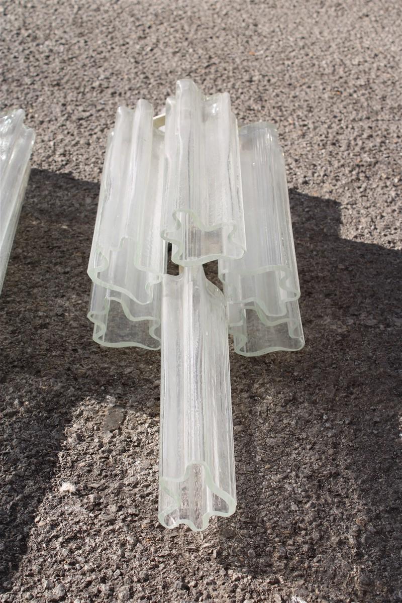 Mid-Century Modern Venini Pair of Murano Transparent Glass Wall Sconces Italian Design, 1960s For Sale