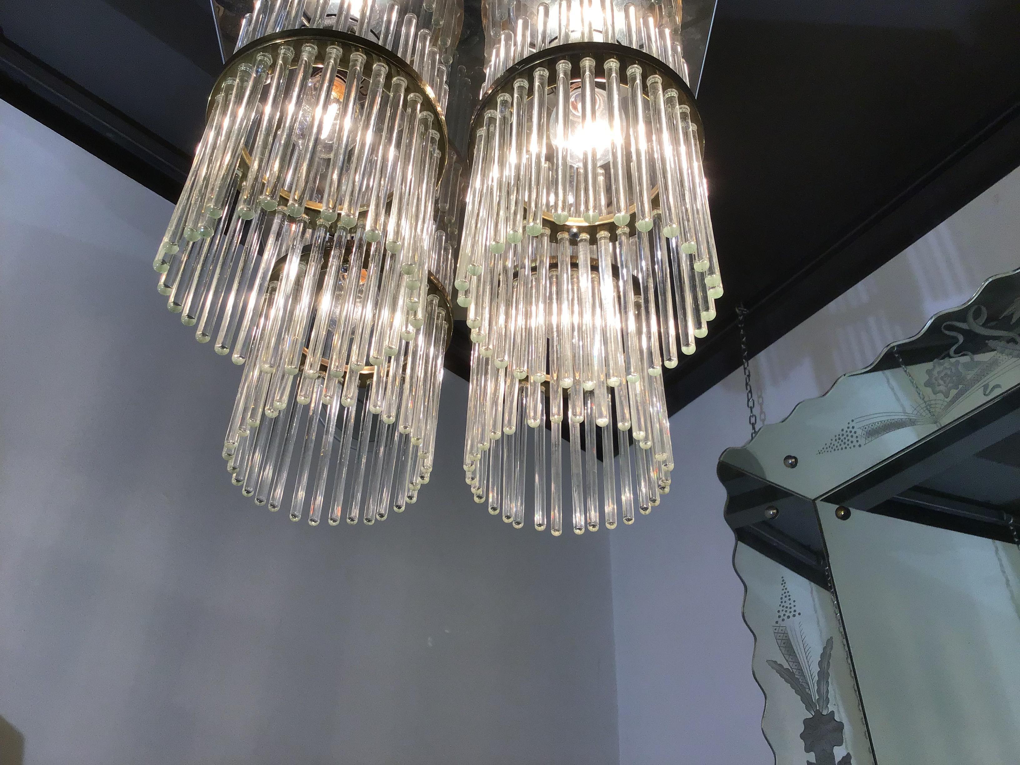 Venini Pair of Murano Glass and Brass Chandelier, 1960 In Excellent Condition In Milano, IT
