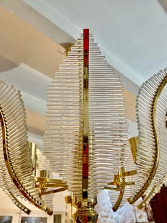 Venini PALM glass chandelier murano , italy 1970s