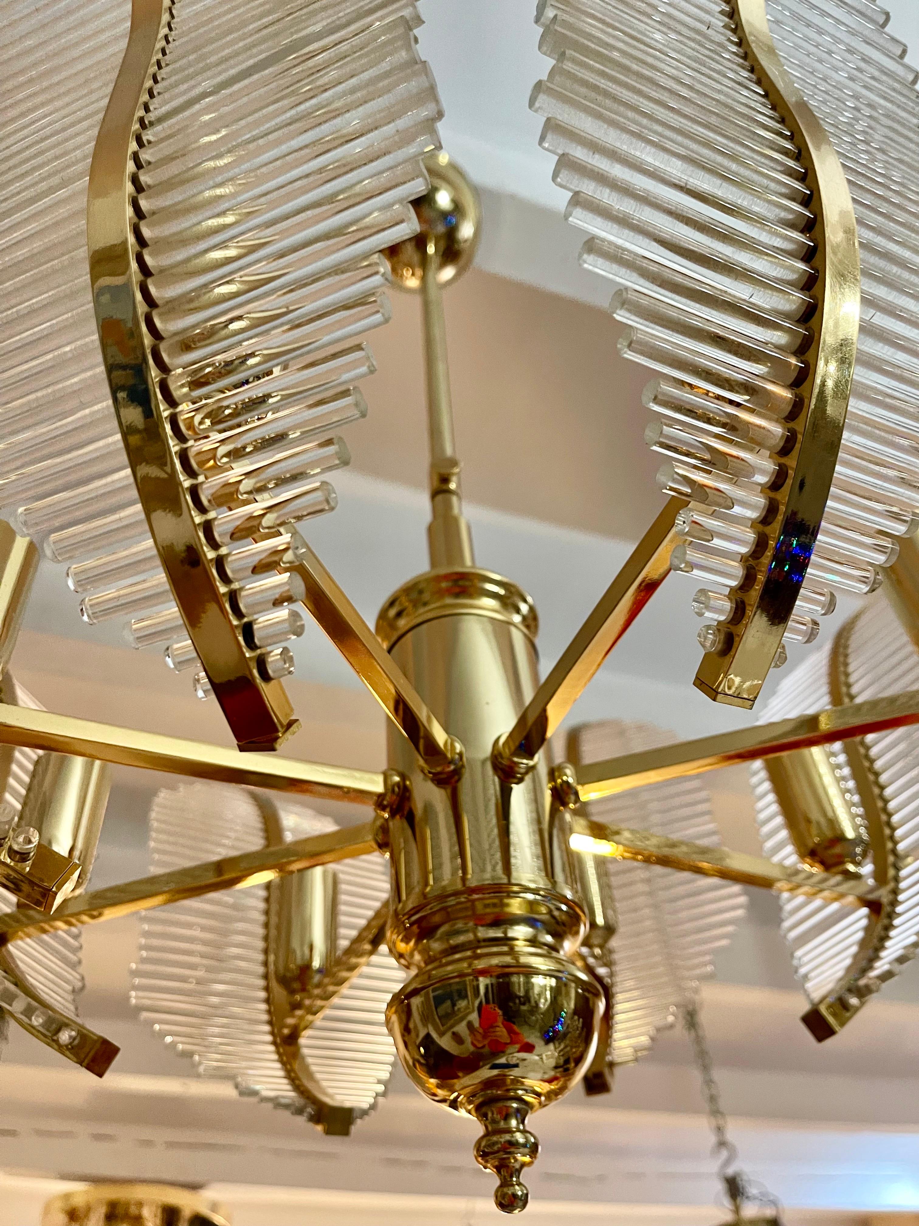 Mid-Century Modern Venini PALM glass chandelier murano , italy 1970s