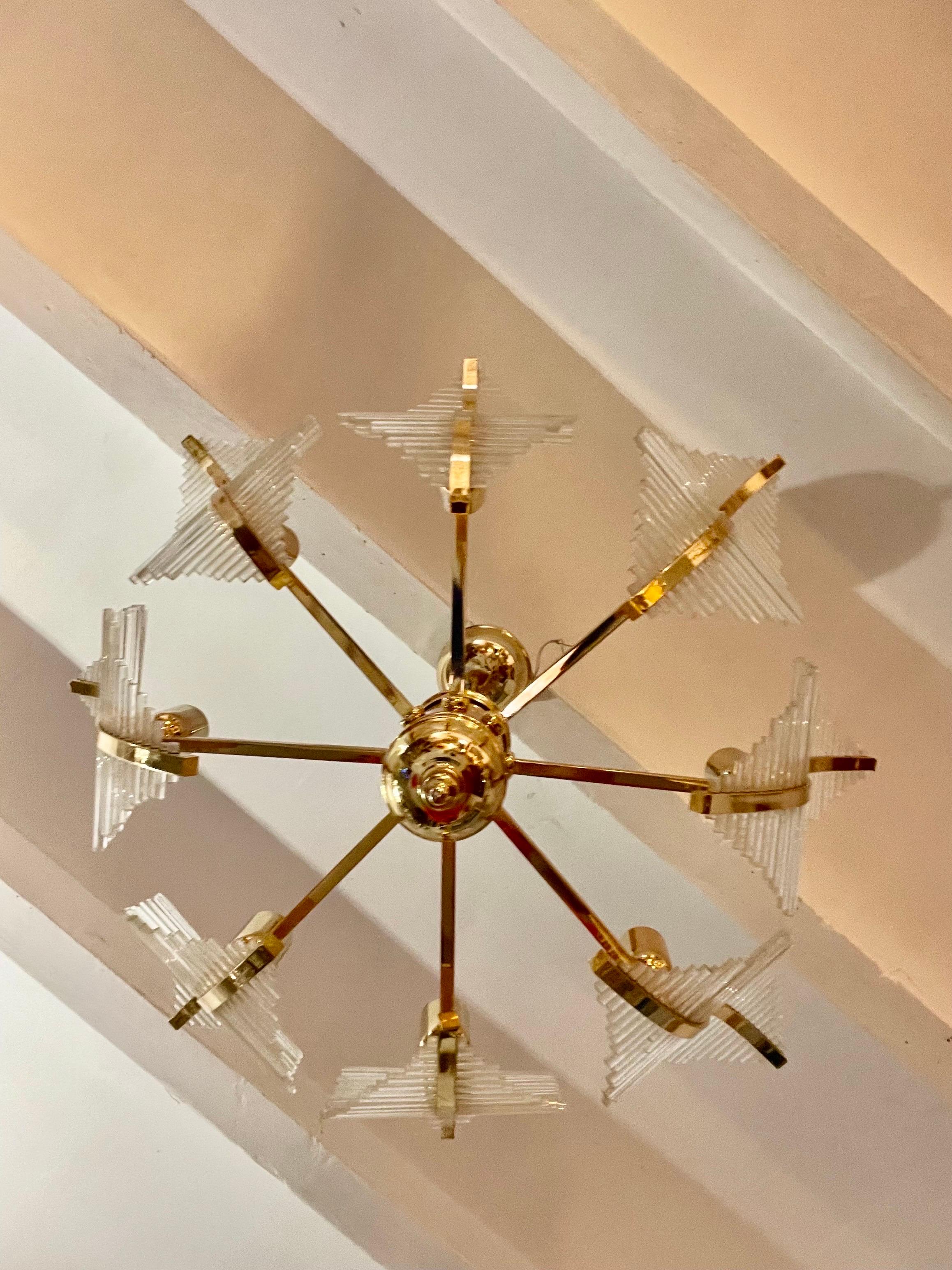 Late 20th Century Venini PALM glass chandelier murano , italy 1970s