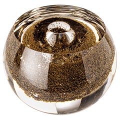 Bol en verre Palpito de Venini transparent avec éclaboussures en bronze