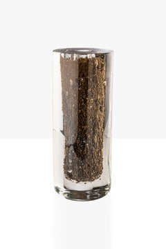 Jarrón de cristal Venini Palpito transparente con escamas de bronce