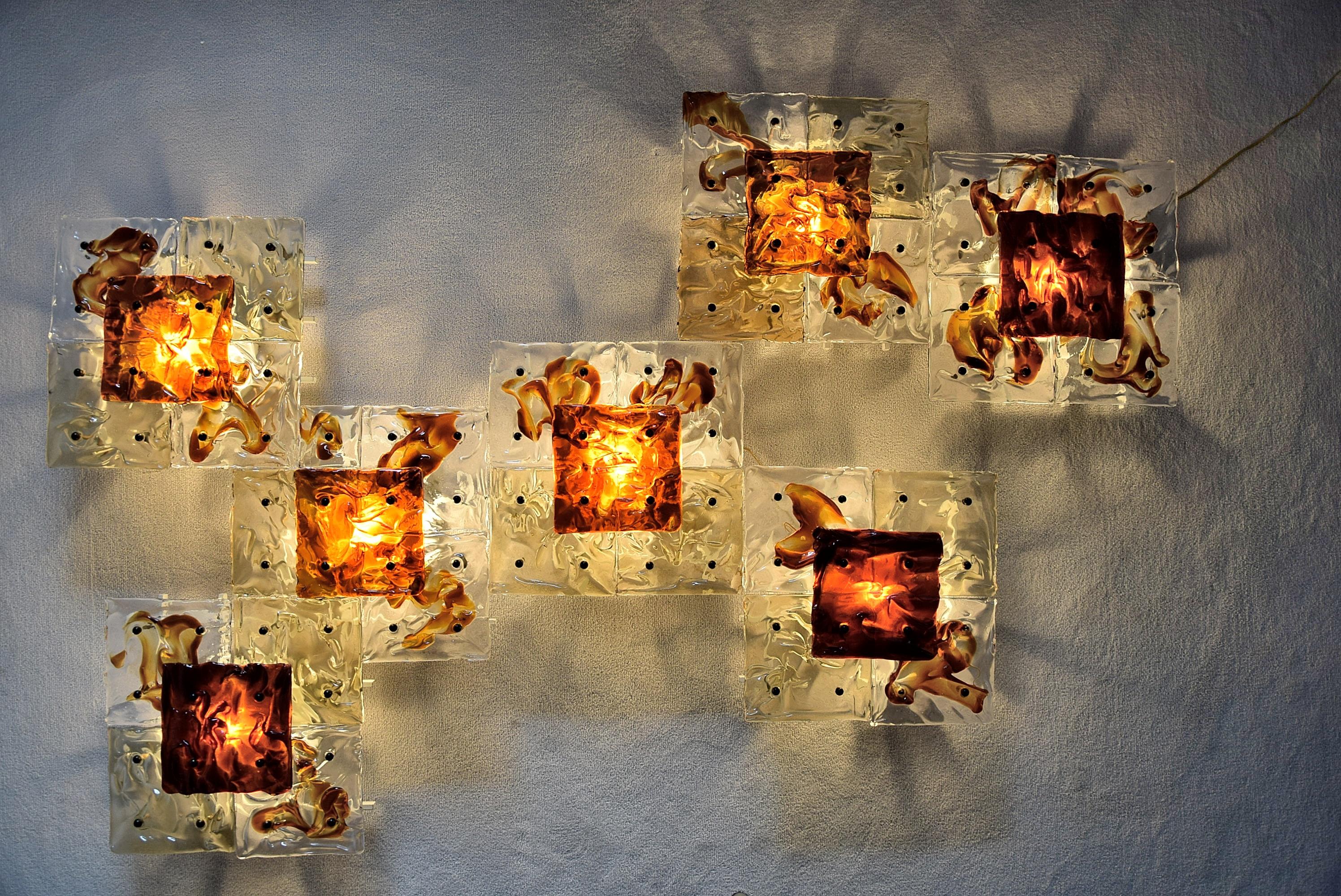 Venini Patchwork Hand Blown Wall Lamp by Toni Zuccheri For Sale 4