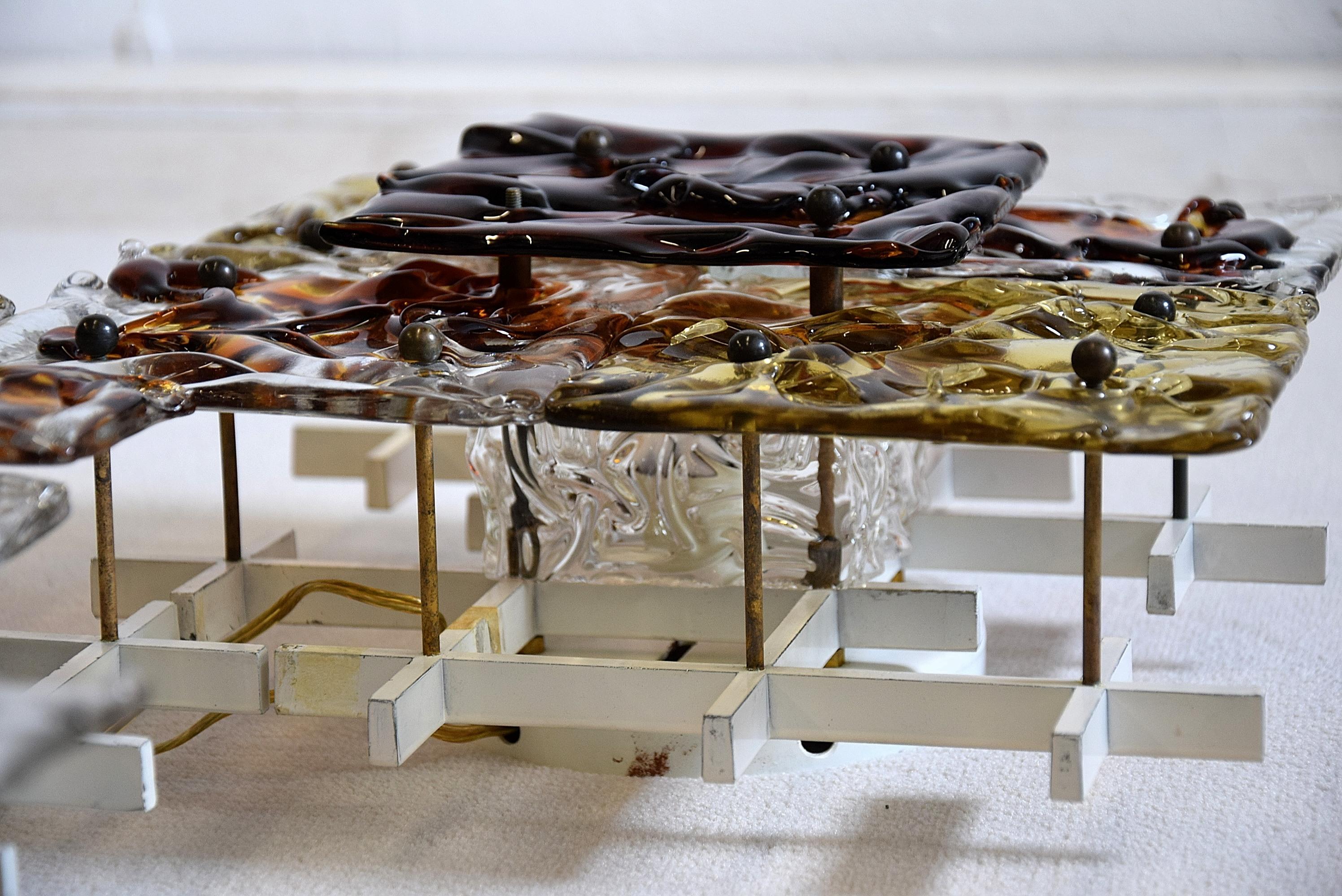Art Glass Venini Patchwork Hand Blown Wall Lamp by Toni Zuccheri For Sale